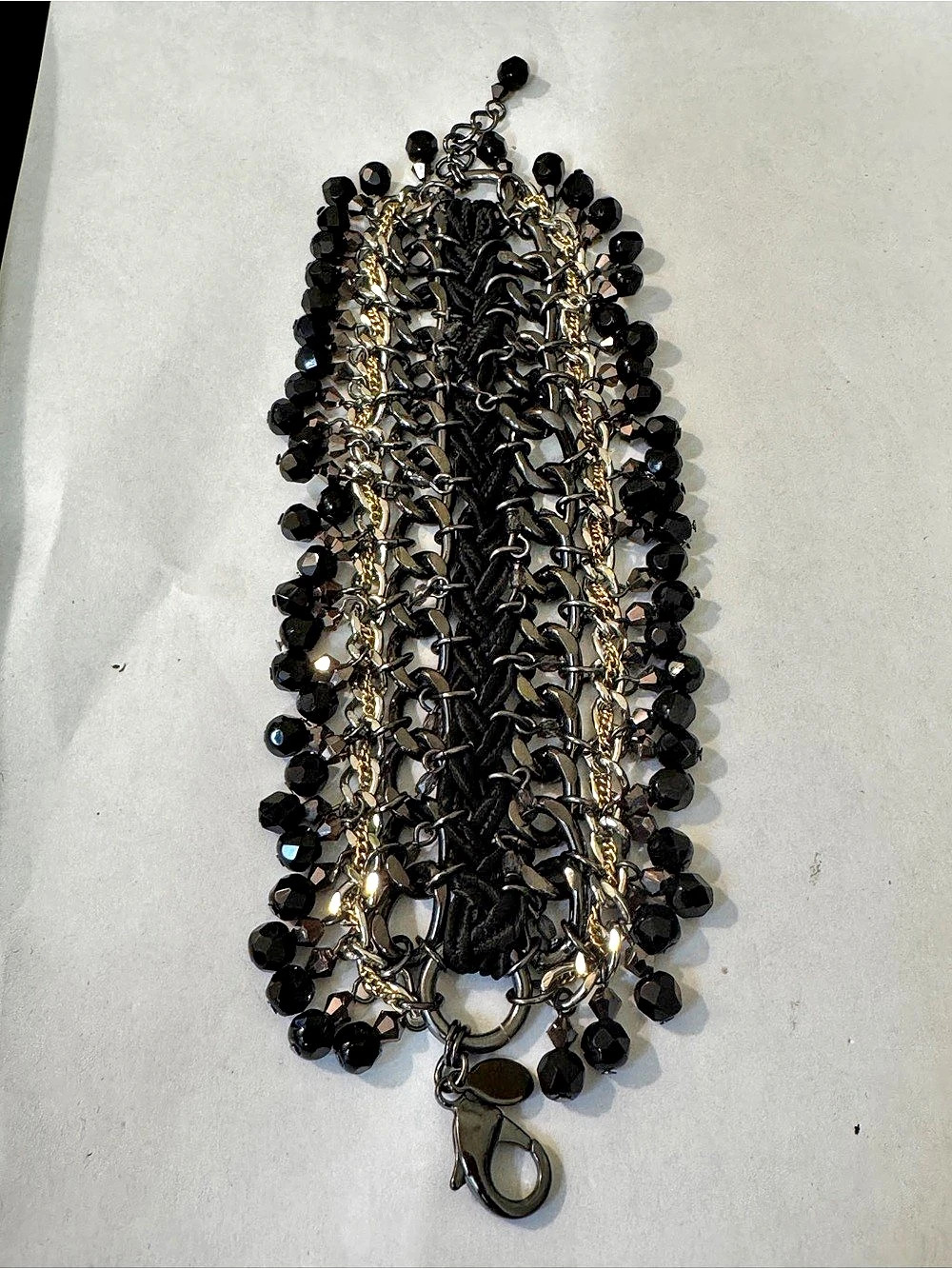 Layered Beaded Statement bracelet in Black & Gold